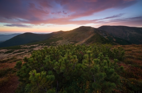 Зустріч світанку на схилах г.Туркул. 
Вид на о.Несамовите. Осінь.