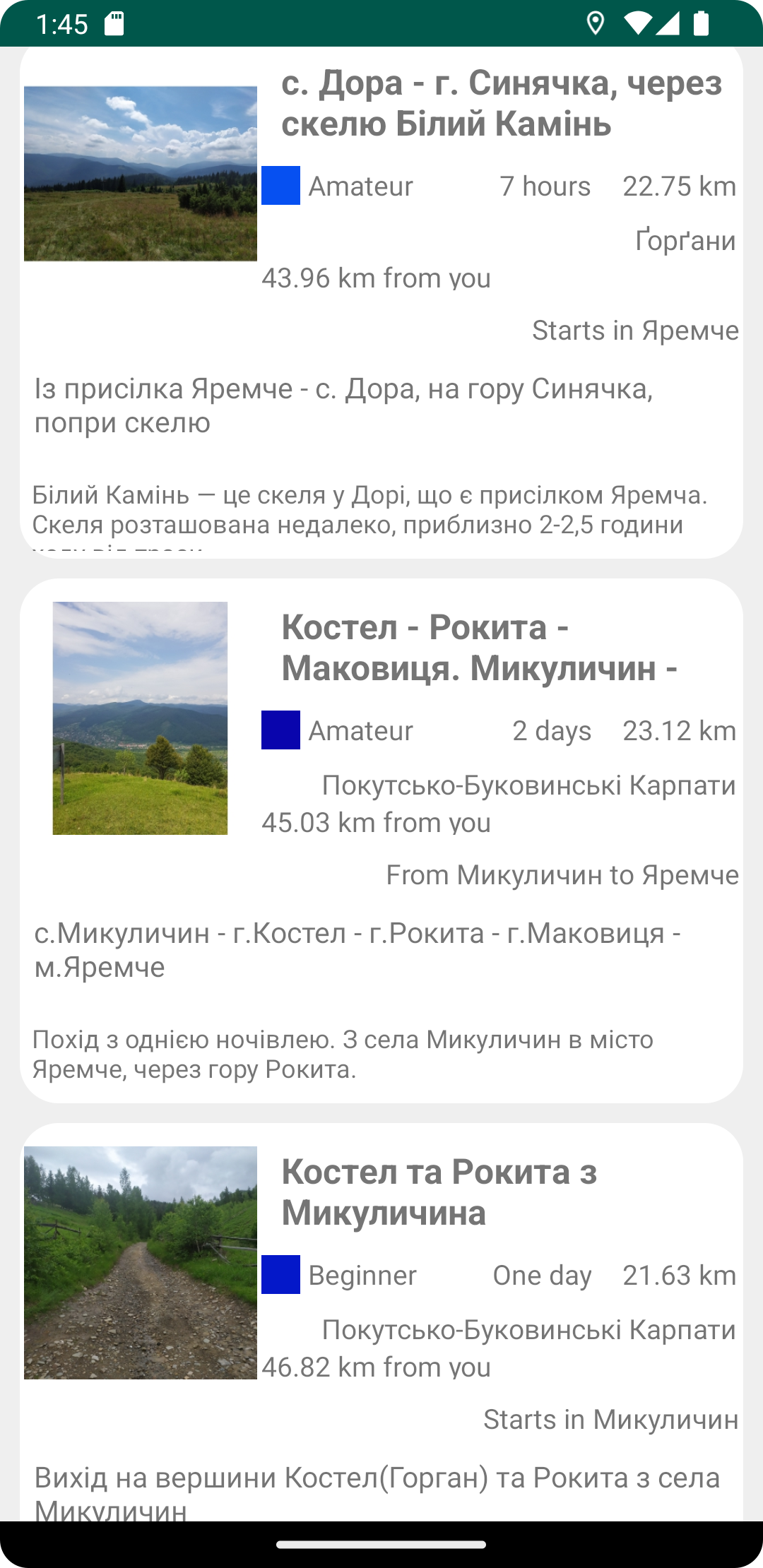 Каталог маршрутів для походів