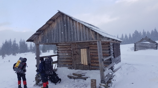 Є буржуйка, нари для 6 чоловік, трохи шпар в підлозі і стінах, без вікон.